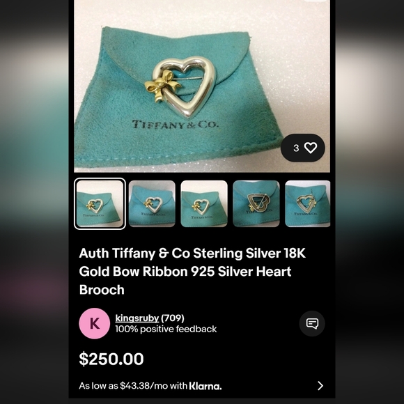 1999 Tiffany & Company Rare Vintage Pendent 18k /925 sterling silver/ 925 Chain - Picture 10 of 10